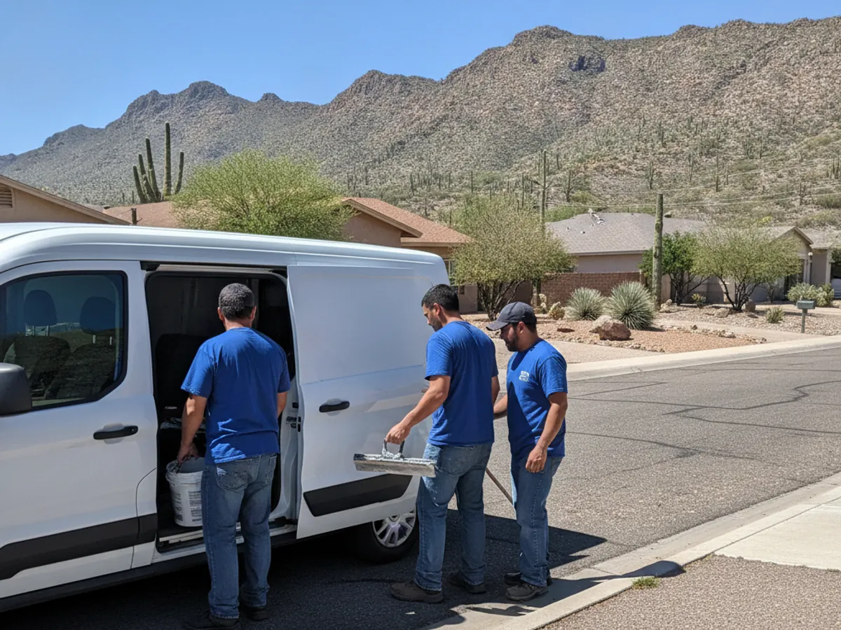 Drywall Repair El Paso service van parked at a job site in an El Paso home