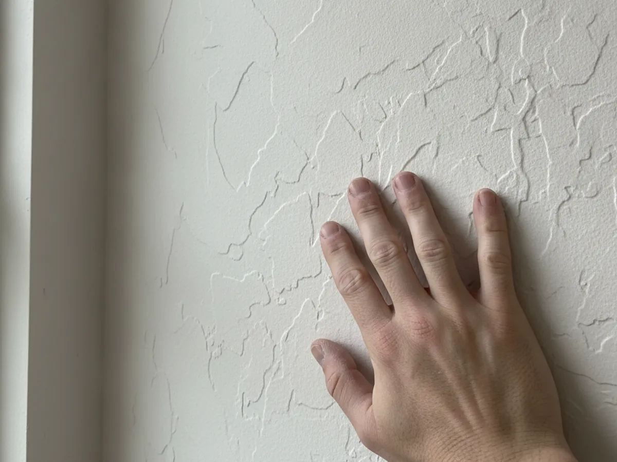 Fresh orange-peel texture sprayed to match an existing wall in an El Paso home
